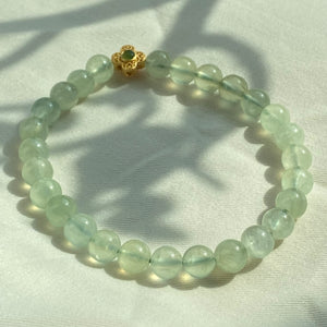 Prehnite Bracelet with Four-Leaf Clover