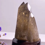 Smoky quartz twin tower with stand - CICIARTS